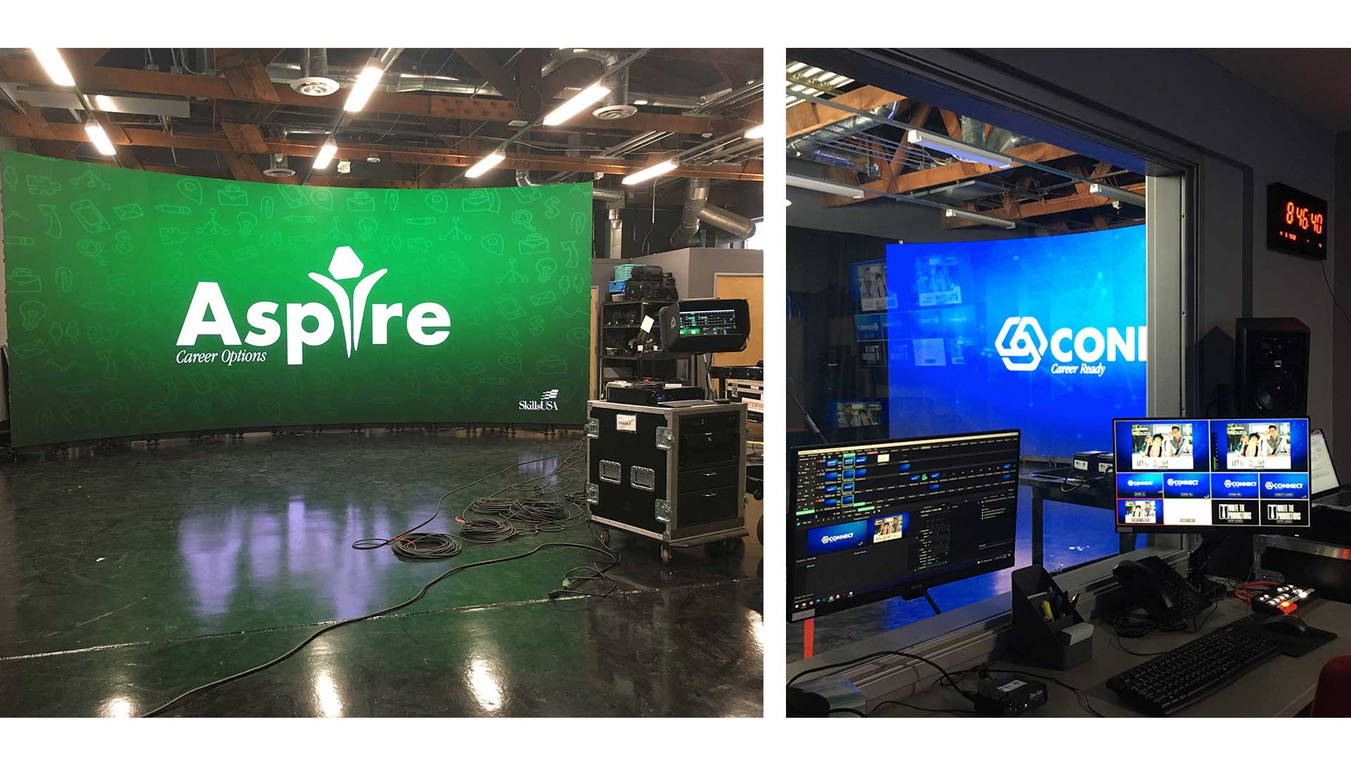 Studio with curved LED wall